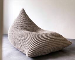 Hand-Knitted Cotton Bean Bag Chair Adult Lounger Pouffe