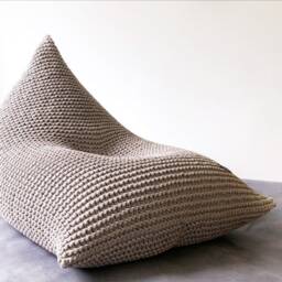 Hand-Knitted Cotton Bean Bag Chair Adult Lounger Pouffe - thumbnail 2