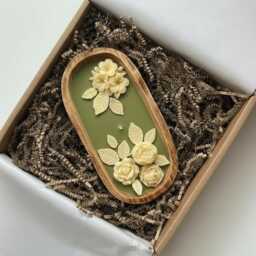 3 Wick Large Floral Dough Bowl Candle, 3D Rose Flower Scented Olive Green Yellow Candle, Flower Home Decor, Floral Gift For Her, Soy Wax Candle - thumbnail 4