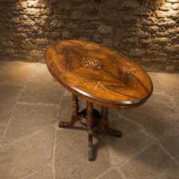 Victorian Burr Walnut Marquetry Oval Centre Table - Antique English Occasional Circa 1860-1880 - thumbnail 2