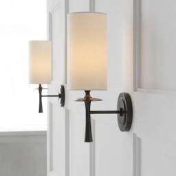 Modern Linen Shade Wall Sconce Black Or Gold Bathroom Vanity Light - thumbnail 1