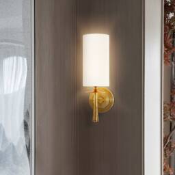 Modern Linen Shade Wall Sconce Black Or Gold Bathroom Vanity Light - thumbnail 2