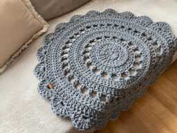 Handmade Crochet Round Rug Braided Cotton Scandinavian Carpet - thumbnail 1