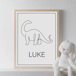 Personalised Dinosaur Print - Nursery Decor Children's Room Line Art Decoration For Boys & Girls Kid's Posters Gift - thumbnail 3