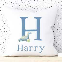 Personalised Boys Dinosaur Cushion, Blue Dino Bedroom Decor, Name Cushion Cover, Nursery Accessories, Boy Gift - thumbnail 4