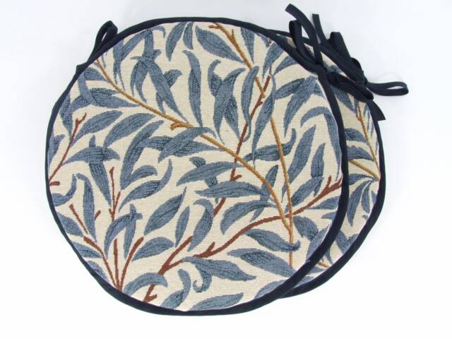 "Set Of 2 William Morris - Willow Bough Azure Tapestry Bistro/Round/Garden/Kitchen/Patio Seat Pads Available in 3 Sizes 12"" 14"" 16" - image 1