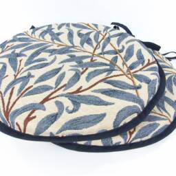 "Set Of 2 William Morris - Willow Bough Azure Tapestry Bistro/Round/Garden/Kitchen/Patio Seat Pads Available in 3 Sizes 12"" 14"" 16" - thumbnail 3