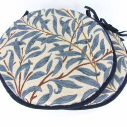 "Set Of 2 William Morris - Willow Bough Azure Tapestry Bistro/Round/Garden/Kitchen/Patio Seat Pads Available in 3 Sizes 12"" 14"" 16" - thumbnail 2