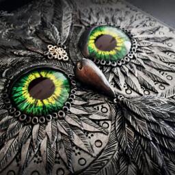 Handmade Polymer Clay Owl Journal Cover, Sculpted Notebook Cover - 15x22cm - thumbnail 3