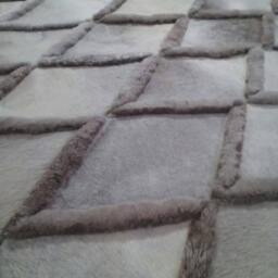 Patchwork Cowhide & Sheep Skin Rug. Free Shipping - Model Diamond, Mix Of Greys & Light Beiges 6' X 8' - thumbnail 2