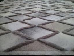 Patchwork Cowhide & Sheep Skin Rug. Free Shipping - Model Diamond, Mix Of Greys & Light Beiges 6' X 8'