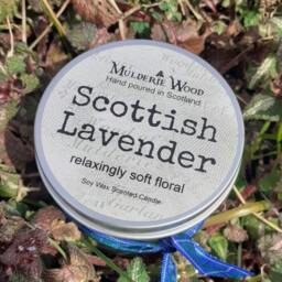 Lavender Candle Scottish Scotland Scots Highland Vegan Handmade Soy + Free Cotton Gift Bag - thumbnail 1