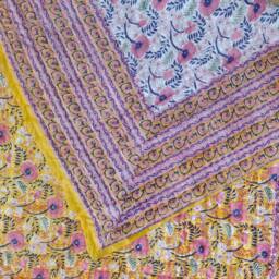 Hand Block Print Queen Quilt Indian Cotton Bedding - thumbnail 2