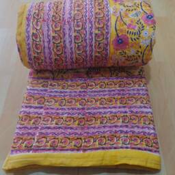 Hand Block Print Queen Quilt Indian Cotton Bedding