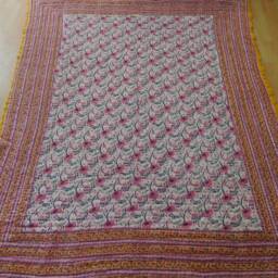 Hand Block Print Queen Quilt Indian Cotton Bedding - thumbnail 3