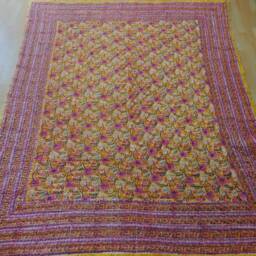 Hand Block Print Queen Quilt Indian Cotton Bedding - thumbnail 4