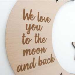 We Love You To The Moon & Back - Wooden Nursery Decor Children's Bedroom Playroom Wall Art Words Sign Accessory Scandi Boho Decoration - thumbnail 3