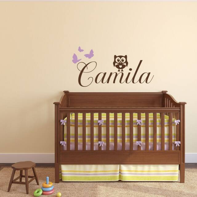 Personalized Owl & Butterflies Name Wall Decal Girls Nursery Decor P202 - image 1