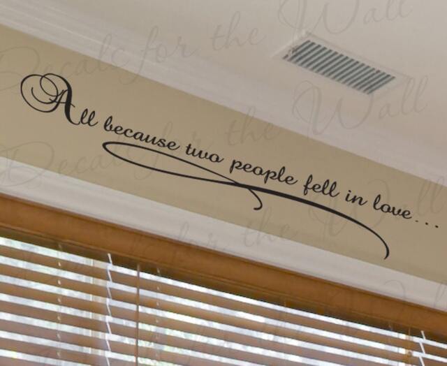 All Because Two People Fell Love Bedroom Family Pictures Living Room Vinyl Sticker Art Large Wall Decal Quote Lettering Decor Decoration L17 - image 1