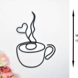 Coffee Mug Wire Sign, Tea Cups, Cup Wall Art, Kitchen Decor Signs, Kitchen Gift Art Items, Lover Coffee Bar Sign Gifts - thumbnail 3