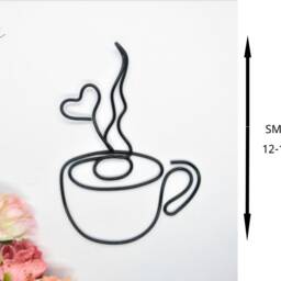 Coffee Mug Wire Sign, Tea Cups, Cup Wall Art, Kitchen Decor Signs, Kitchen Gift Art Items, Lover Coffee Bar Sign Gifts - thumbnail 2