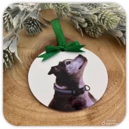 Personalised Photo Keepsake Aluminium Bauble With Hanging Ribbon & Bow - thumbnail 1