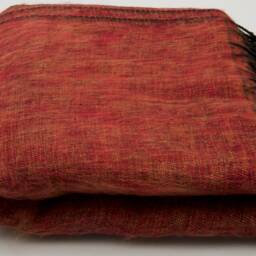 Ruby Orange Yak Wool Blanket Hand-Loomed Nepal Travel Shawl - thumbnail 3