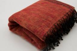 Ruby Orange Yak Wool Blanket Hand-Loomed Nepal Travel Shawl