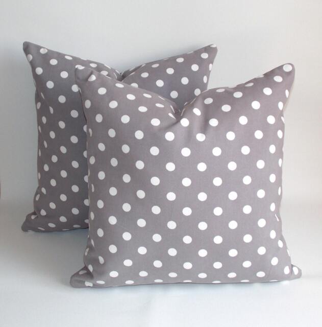 Gray Polka Dot Pillow Cover Set 100% Cotton, 18x18 Double-Sided - image 1