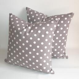 Gray Polka Dot Pillow Cover Set 100% Cotton, 18x18 Double-Sided - thumbnail 3