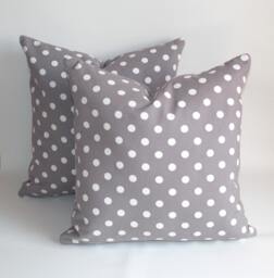 Gray Polka Dot Pillow Cover Set 100% Cotton, 18x18 Double-Sided - thumbnail 1