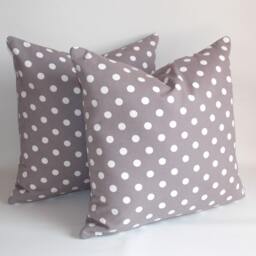 Gray Polka Dot Pillow Cover Set 100% Cotton, 18x18 Double-Sided - thumbnail 2