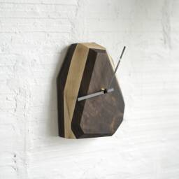 Geometric Quartz Crystal Clock, Modern Hardwood Tabletop Or Wall Decor - thumbnail 4