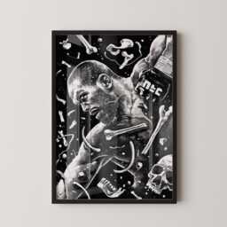 Jon Jones Ufc Skull Art Print - Minimalist Mma Fighter Silhouette Gym Decor - thumbnail 1