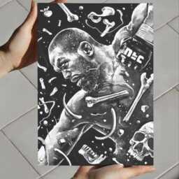 Jon Jones Ufc Skull Art Print - Minimalist Mma Fighter Silhouette Gym Decor - thumbnail 2
