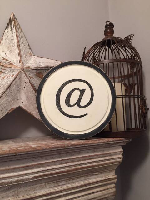 30cm Round Letter @ Sign, Monogram, Initial, Wall Art, Home Decor, Rustic Letters, All Letters Available, Inc Ampersand, Typewriter Style - image 1