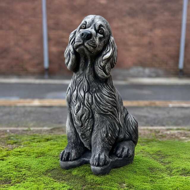 Concrete Cocker Spaniel Figurine Stone Dog Statue Outdoor Pet Lawn Ornament Memorial Sculpture Cement Animal Art Spaniel Lover Gift - image 1