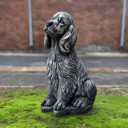 Concrete Cocker Spaniel Figurine Stone Dog Statue Outdoor Pet Lawn Ornament Memorial Sculpture Cement Animal Art Spaniel Lover Gift - thumbnail 3