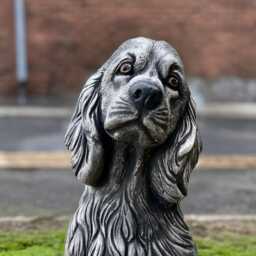 Concrete Cocker Spaniel Figurine Stone Dog Statue Outdoor Pet Lawn Ornament Memorial Sculpture Cement Animal Art Spaniel Lover Gift - thumbnail 4