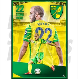 Norwich City Fc Pukki 21/22 Action Poster - Officially Licensed Product A4/A3 + Framed Option - thumbnail 1