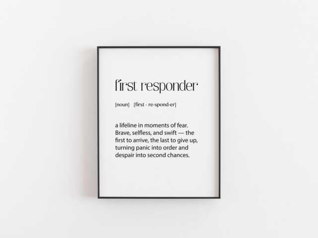 First Responder Print - Brave Hero Wall Art Thank You Gift For Emt, Paramedic, Firefighter, Police Christmas Appreciation Poster - image 1