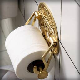 Vintage Brass Tissue Holder, Toilet Roll Paper Holder, Antique Holder For Bathroom, Storage Rack Coffee Table Bar - thumbnail 3