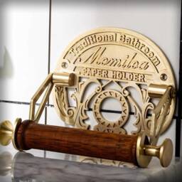 Vintage Brass Tissue Holder, Toilet Roll Paper Holder, Antique Holder For Bathroom, Storage Rack Coffee Table Bar - thumbnail 4