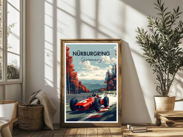 Nurburgring F1 Poster Vintage Grand Prix Racing Art - image 1