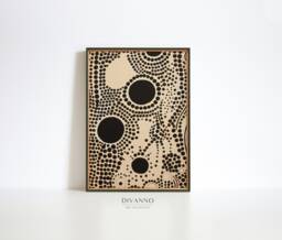 Modern Printable Gallery Print, Abstract Black Beige Dots Wall Art, Neutral Canvas, Large Size Poster, Digital Art Room, Trendy Home Decor - thumbnail 1