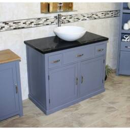 Bathroom Grey Vanity Unit Oak Top Cabinet Wash Stand Black Quartz Marble Stone Basin 1161Gbqsbc - thumbnail 3