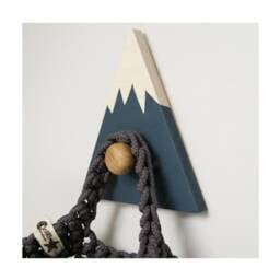 Navy Blue Mountain Wall Hooks Scandinavian Wood Nursery Decor, Set Of 3 - thumbnail 3