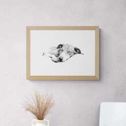 Sleeping Whippet Print, Dog Vintage Sketch, Farmhouse Decor, Gifts - thumbnail 3