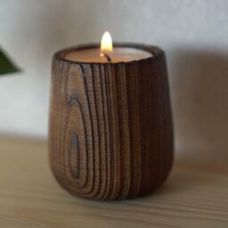 Beautiful Candle Holder Rustic Wooden Candlestick Modern Home Decor Turned Pillar Wood Wedding Decoration Centerpiece Wood Design - thumbnail 2