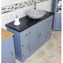 Grey Painted Bathroom Single Vanity Unit 123cm Wide With Black Quartz Top & Marble Basin 402Gbqsbcx1 - thumbnail 3